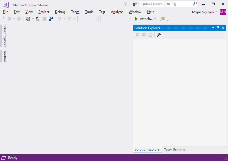 Giao diện chính của Visual Studio