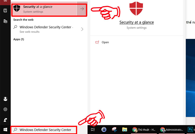 Nhập Windows Defender Security Center