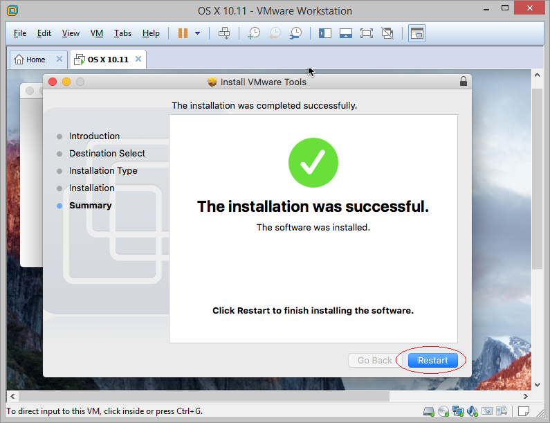 Quá trình cài MacOS trên máy ảo VMWare đã hoàn tất