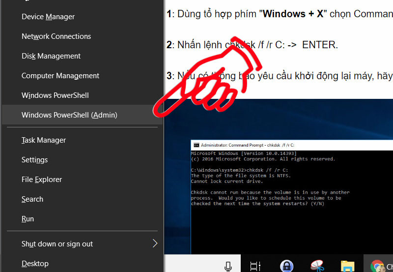 Chọn Command Prompt (Admin)