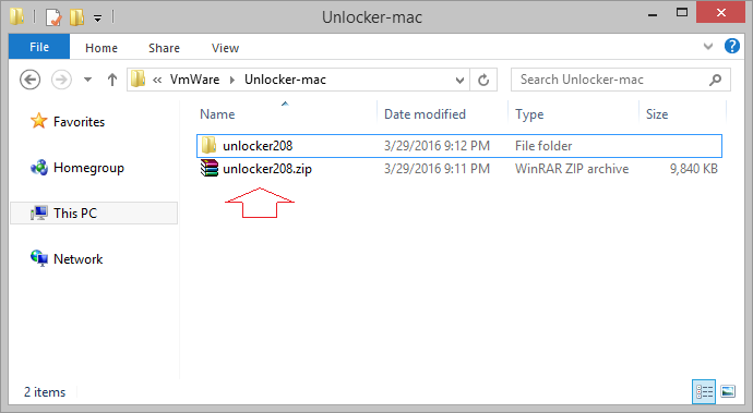 Giải nén tập tin Unclock để cài MacOS trên thiết bị ảo VMWare